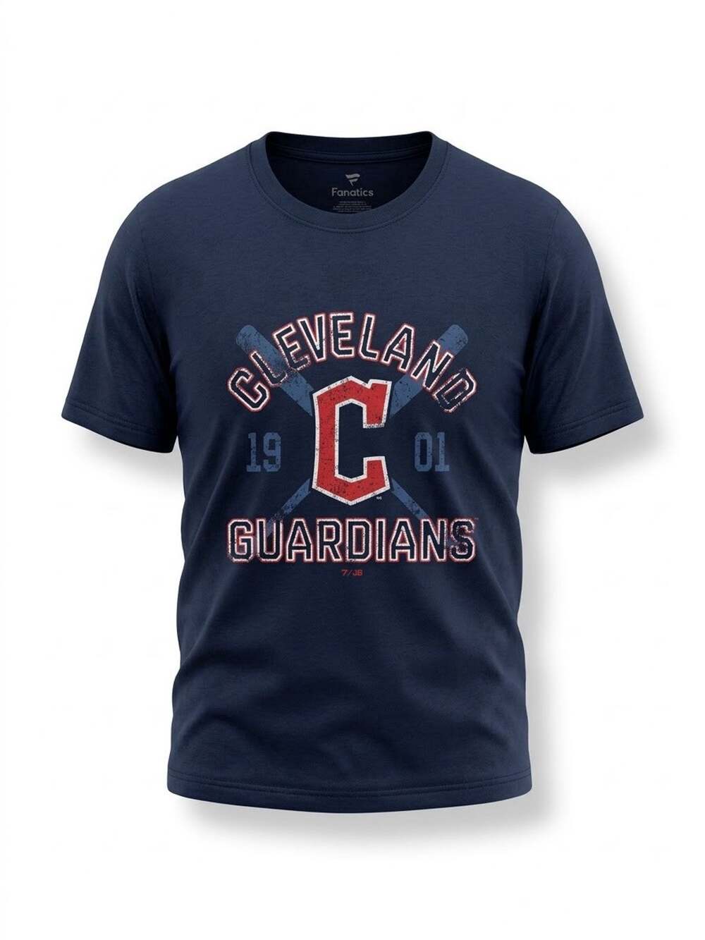 Men's MLB Cleveland Guardians Navy Distressed Logo T-Shirt - L